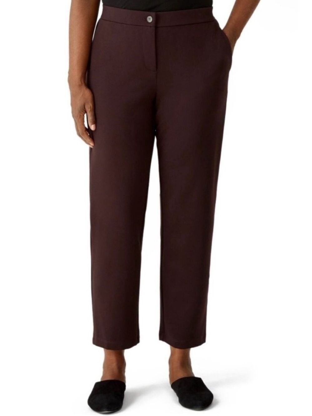 Eileen Fisher Slouchy Ankle Pant Size Medium Casis Burgundy